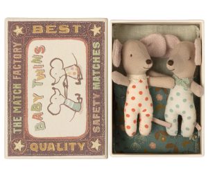 Baby Mice Twins Petrol / Pois in Box - Maileg